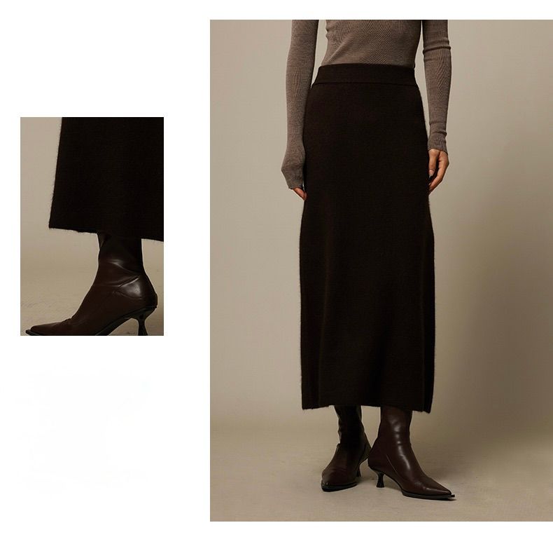 タイトスカート 起毛素材のすっきりシルエットロングタイトスカート