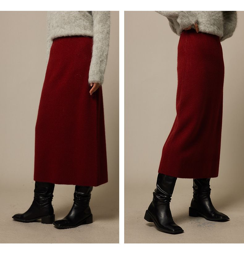 タイトスカート 起毛素材のすっきりシルエットロングタイトスカート