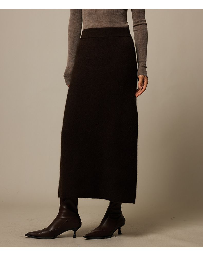 タイトスカート 起毛素材のすっきりシルエットロングタイトスカート