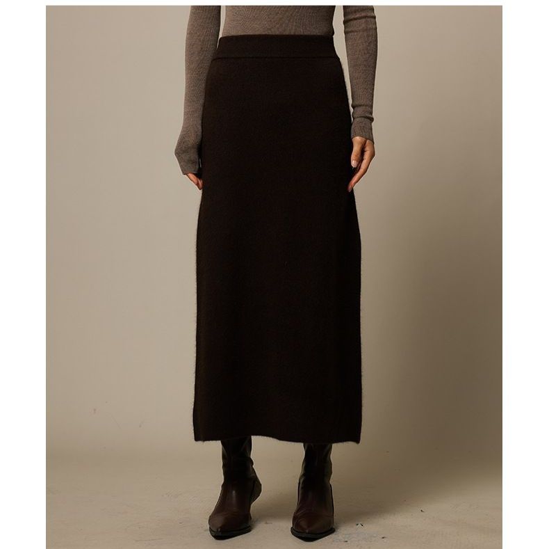 タイトスカート 起毛素材のすっきりシルエットロングタイトスカート