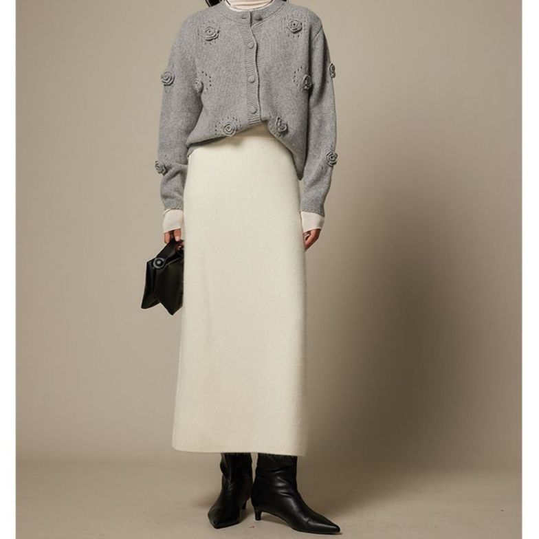 タイトスカート 起毛素材のすっきりシルエットロングタイトスカート