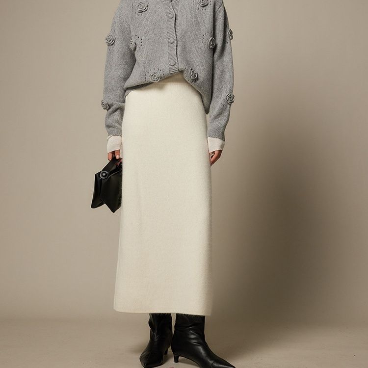タイトスカート 起毛素材のすっきりシルエットロングタイトスカート