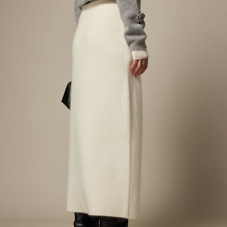 タイトスカート 起毛素材のすっきりシルエットロングタイトスカート