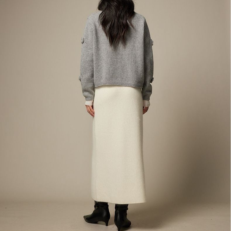 タイトスカート 起毛素材のすっきりシルエットロングタイトスカート