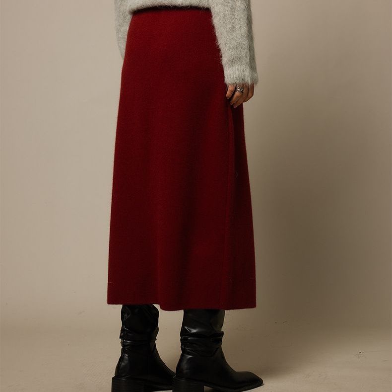 タイトスカート 起毛素材のすっきりシルエットロングタイトスカート
