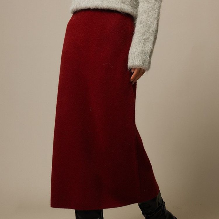タイトスカート 起毛素材のすっきりシルエットロングタイトスカート