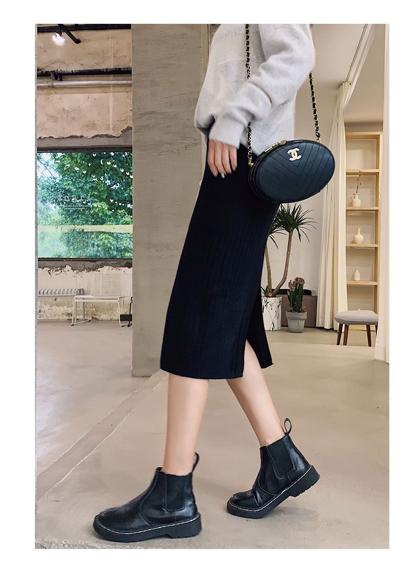 タイトスカート 縦リブニットロングタイトスカート