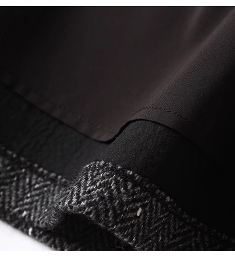 タイトスカート ヘリンボーン柄ツイード台形ミニスカート