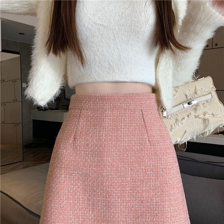 タイトスカート 上品ツイード素材台形ミニタイトスカート