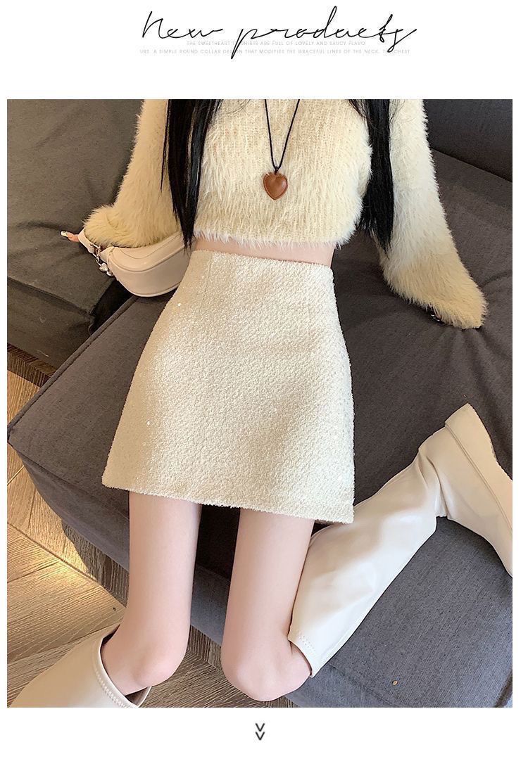 タイトスカート キラキラスパンコール台形ミニスカート