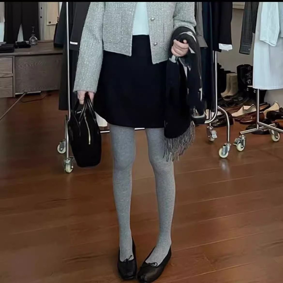 タイトスカート ウールブレンド台形シルエットミニタイトスカート