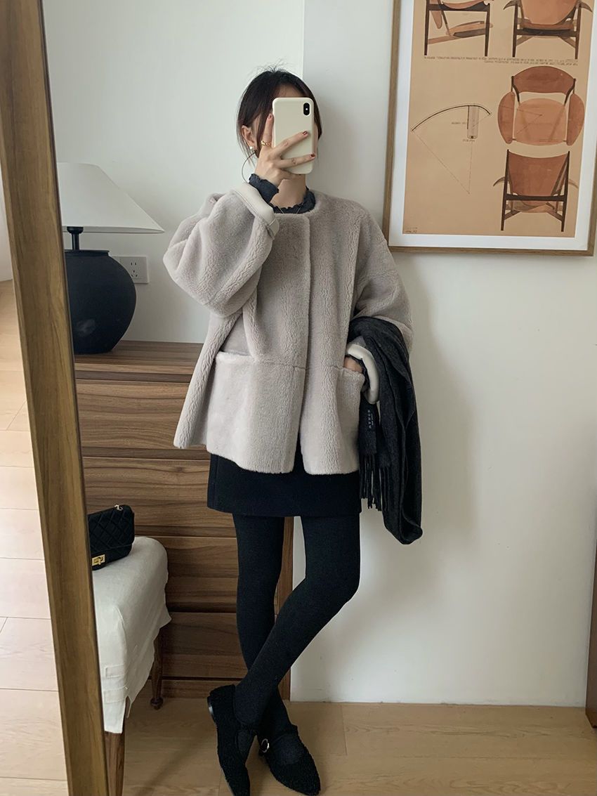 タイトスカート 上品ウール混台形シルエットミニタイトスカート