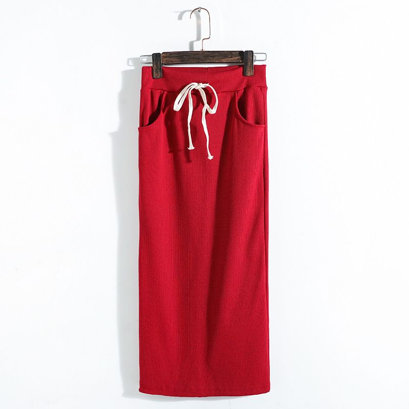 ロング丈リブニットタイトスカート