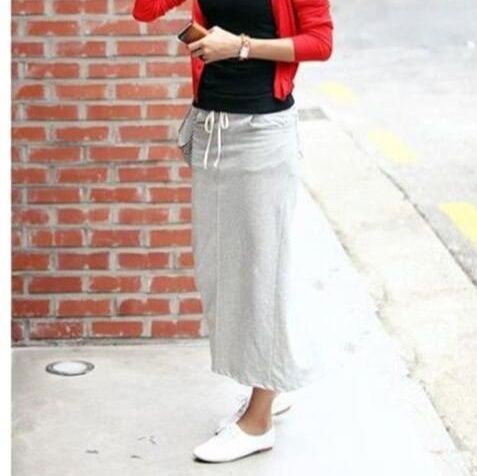 タイトスカート 紐付きハイウエストロングタイトスカート