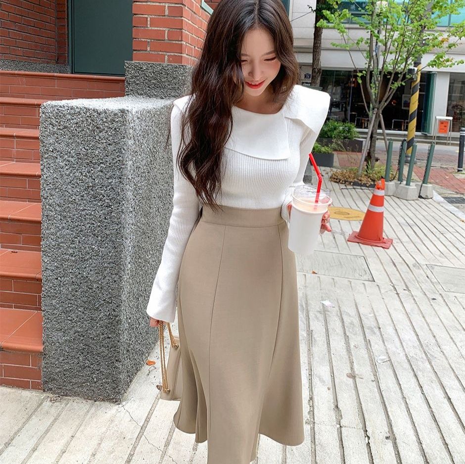 タイトスカート 上品なハイウエストマーメイドタイトスカート