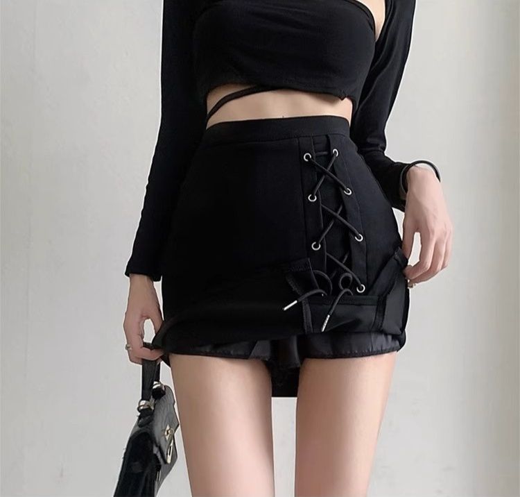 タイトスカート 編み上げリボンサイドスリットタイトスカート