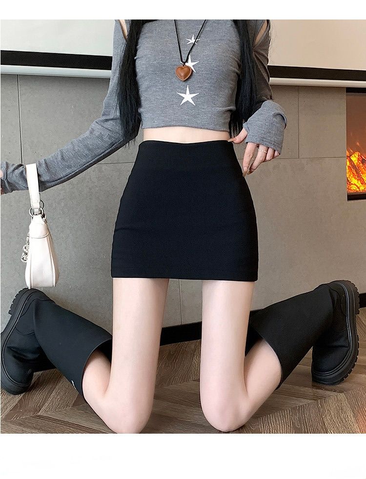 タイトスカート 重ね着風裾配色デザインタイトミニスカート