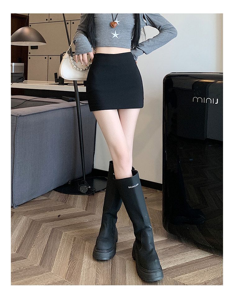 タイトスカート 重ね着風裾配色デザインタイトミニスカート