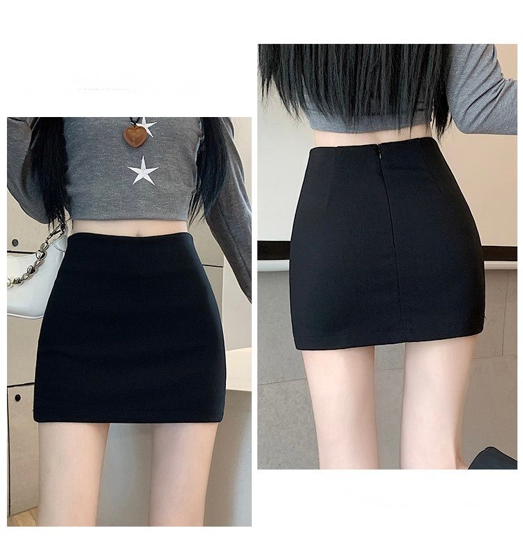 タイトスカート 重ね着風裾配色デザインタイトミニスカート