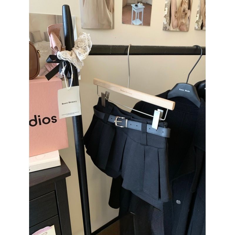 タイトスカート プリーツ仕様ベルト付きタイトスカート