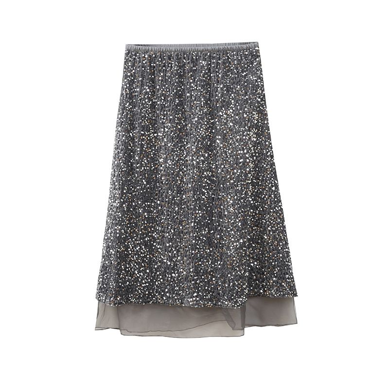 タイトスカート 全面スパンコール装飾華やかロングタイトスカート