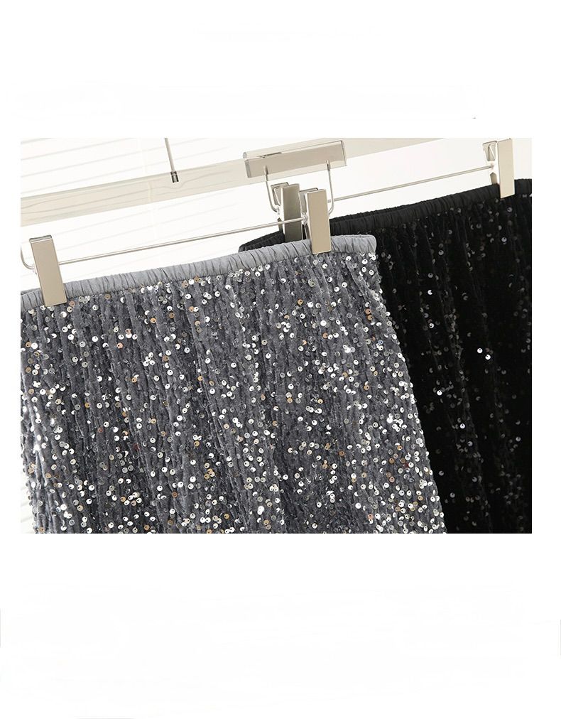 タイトスカート 全面スパンコール装飾華やかロングタイトスカート