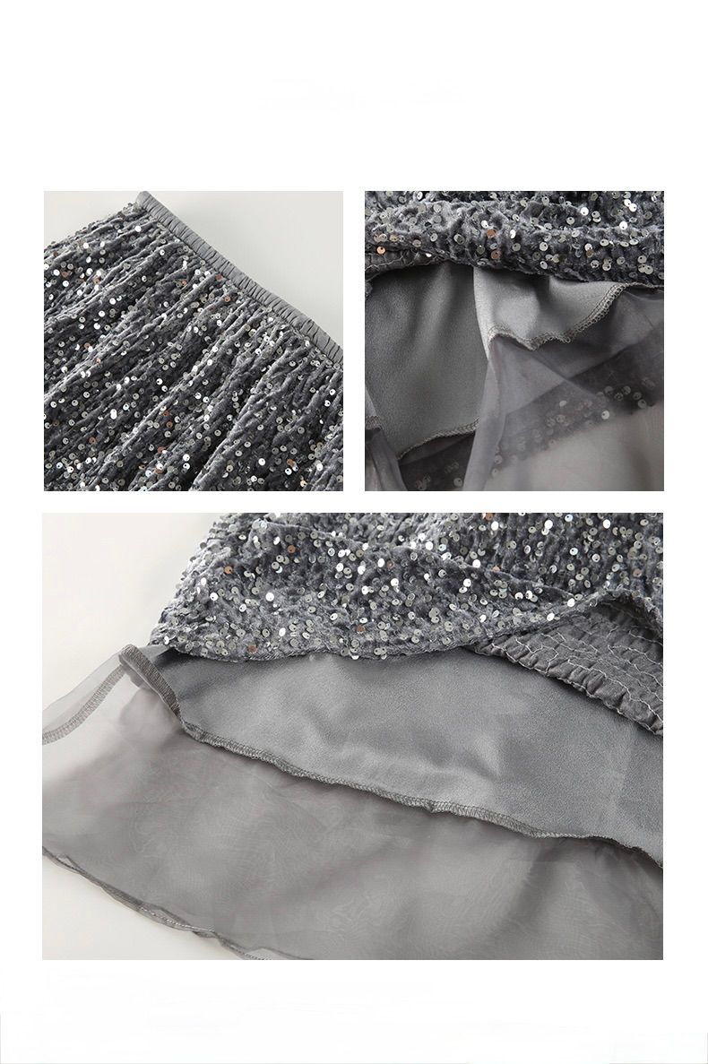 タイトスカート 全面スパンコール装飾華やかロングタイトスカート