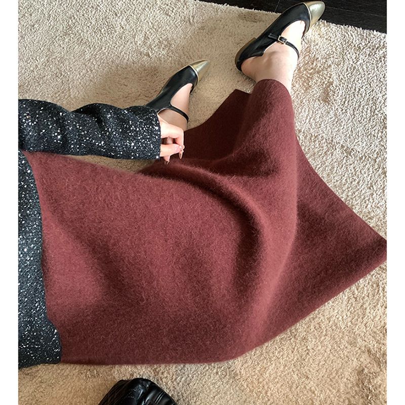 タイトスカート リブニット素材のロングタイトスカート