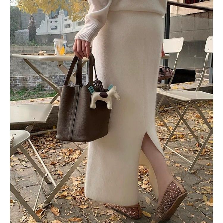 タイトスカート リブニット素材のロングタイトスカート