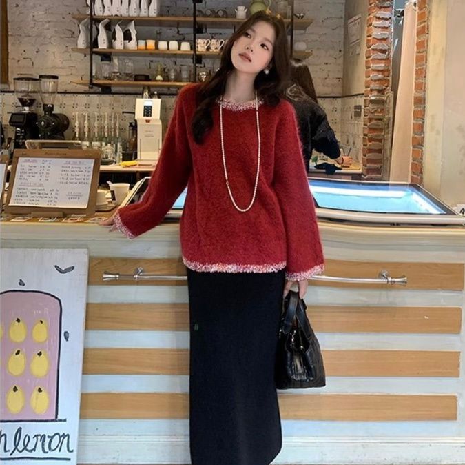 タイトスカート リブニット素材のロングタイトスカート