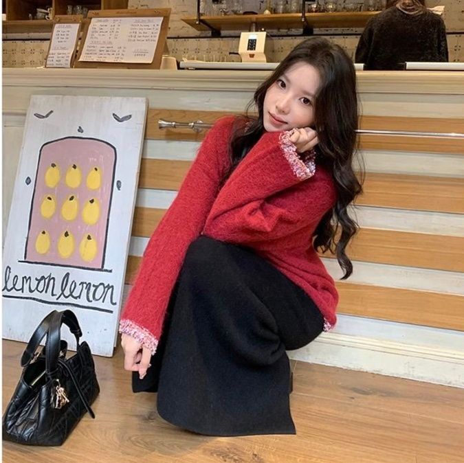 タイトスカート リブニット素材のロングタイトスカート