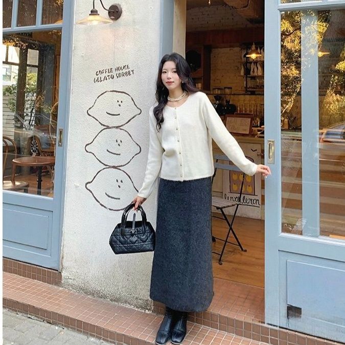 タイトスカート リブニット素材のロングタイトスカート