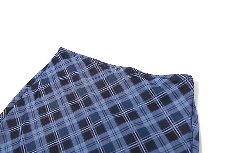 タイトスカート 斜めチェック柄シアー素材タイトロングスカート