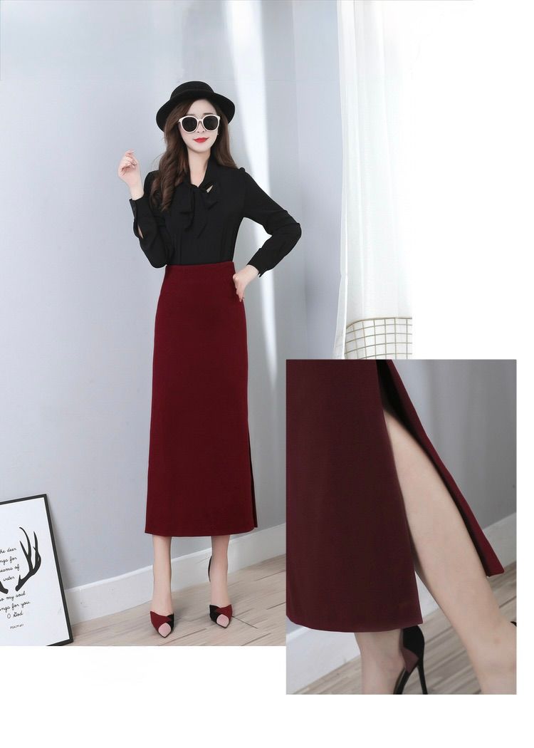 サイドスリット入りハイウエストタイトスカート