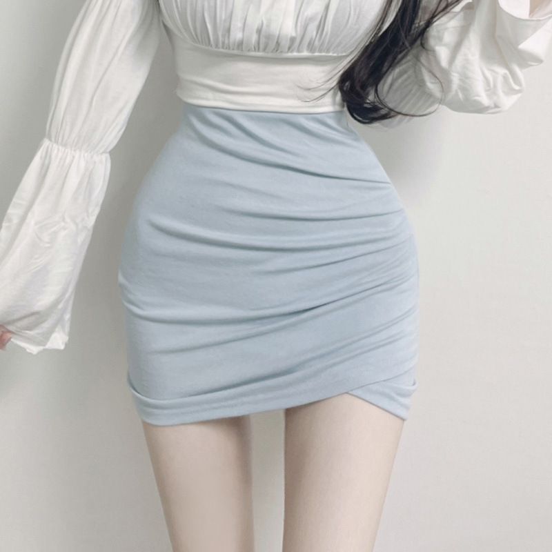 タイトスカート クロスドレープデザインタイトミニスカート