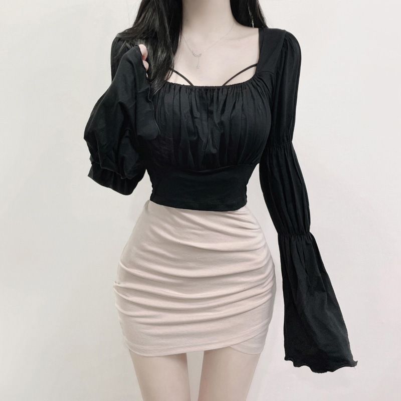 タイトスカート クロスドレープデザインタイトミニスカート