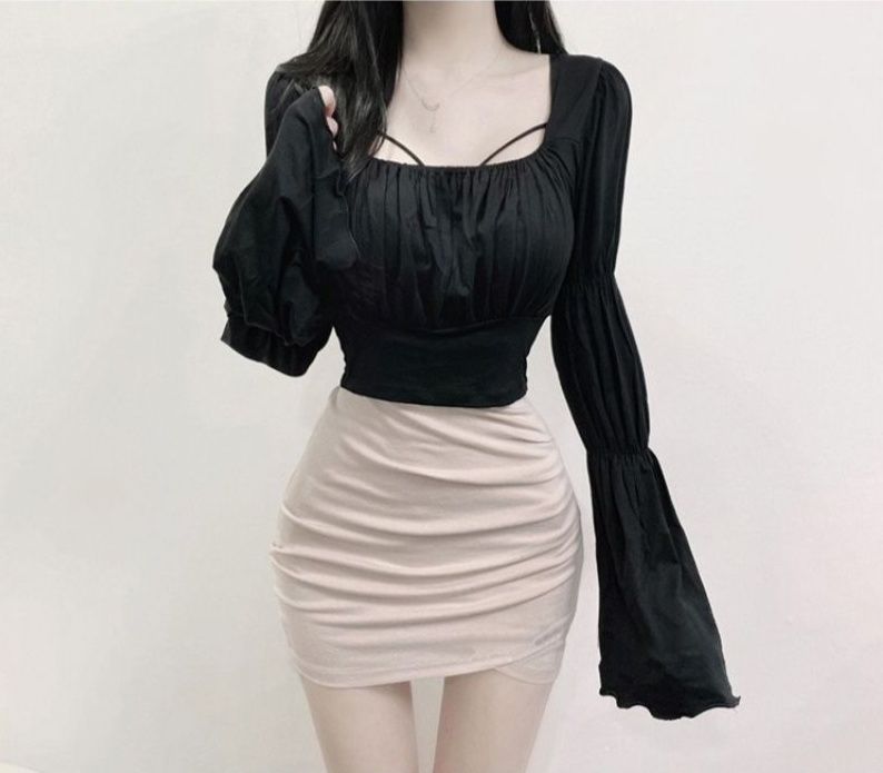 タイトスカート クロスドレープデザインタイトミニスカート