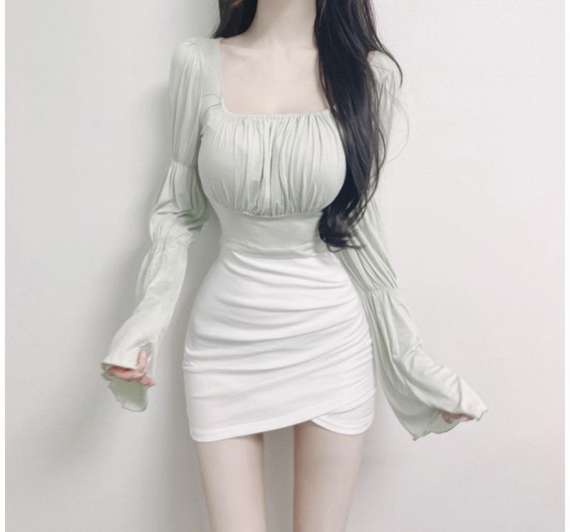 タイトスカート クロスドレープデザインタイトミニスカート