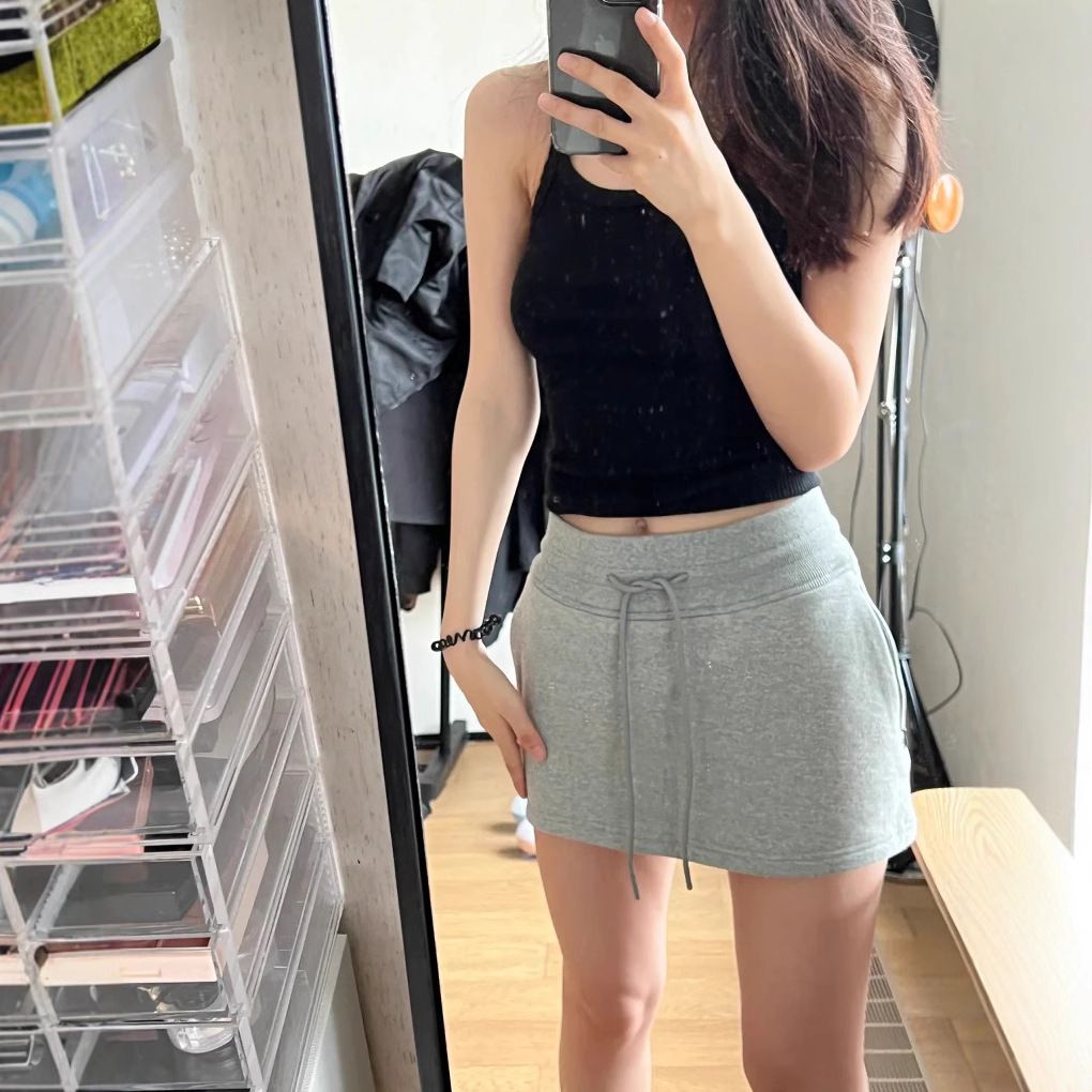 タイトスカート フロント紐デザイン スポーティタイトミニスカート