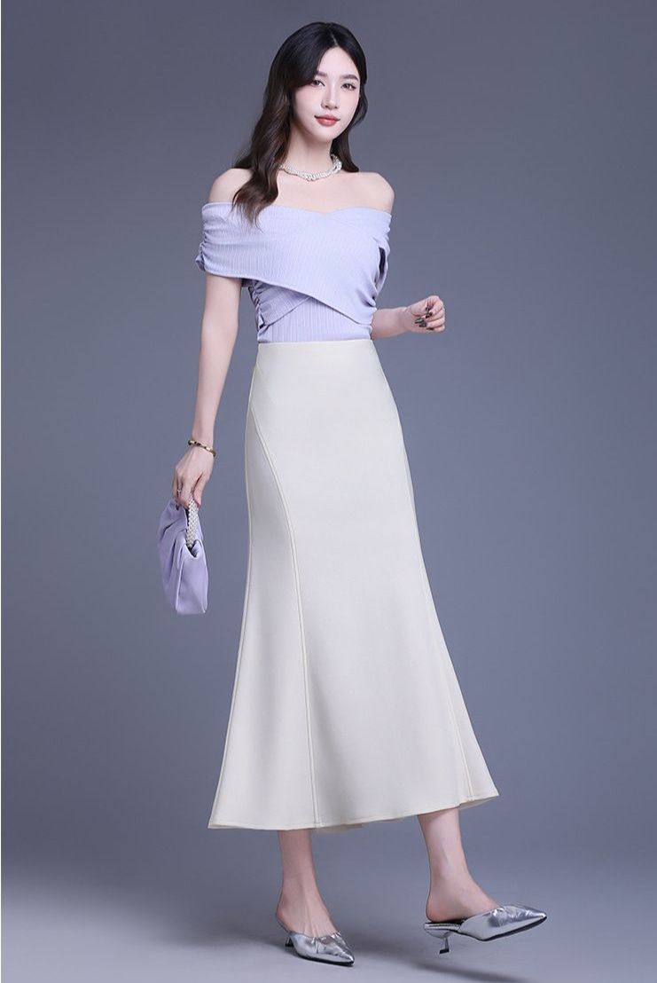 タイトスカート 上品マーメイドシルエット裾広がりタイトスカート