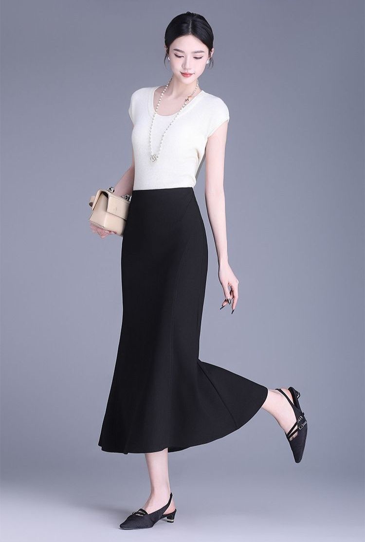 タイトスカート 上品マーメイドシルエット裾広がりタイトスカート