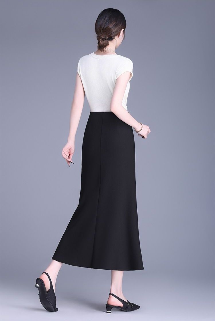 タイトスカート 上品マーメイドシルエット裾広がりタイトスカート
