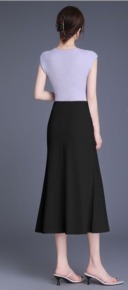 タイトスカート 上品な裾広がりマーメイドラインロングタイトスカート