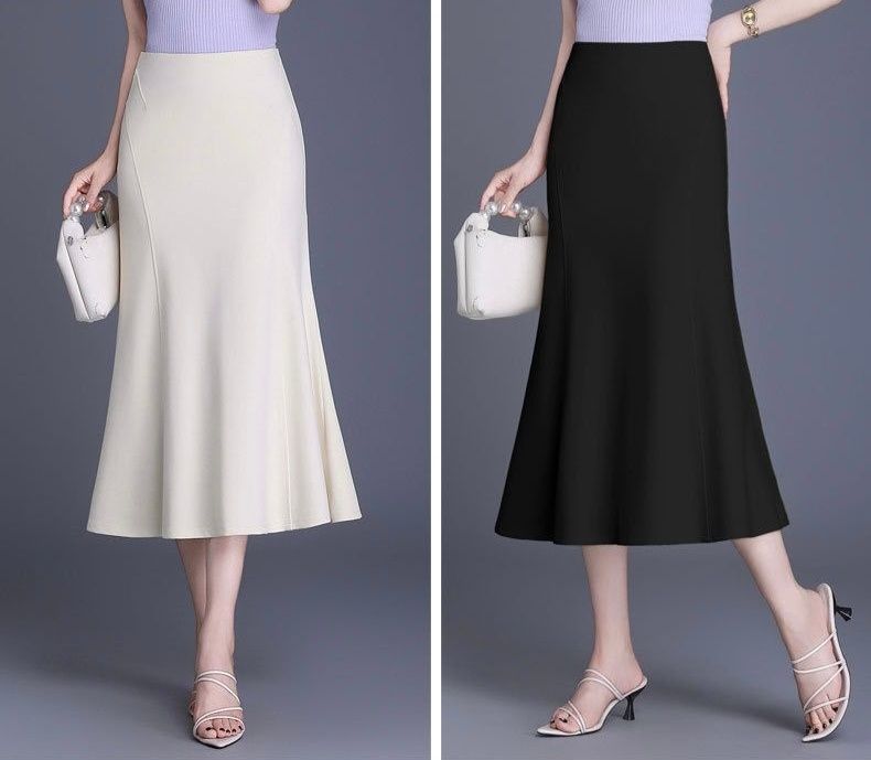 タイトスカート 上品な裾広がりマーメイドラインロングタイトスカート