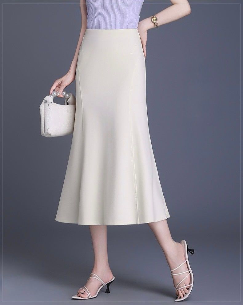 タイトスカート 上品な裾広がりマーメイドラインロングタイトスカート