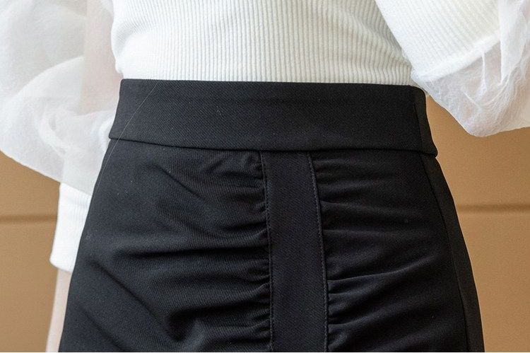 タイトスカート サイドドレープ裾フレアタイトロングスカート