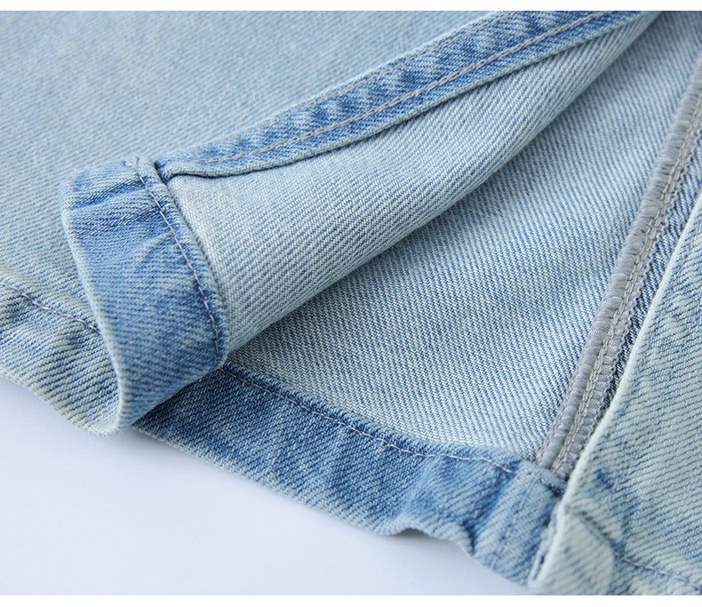 タイトスカート 刺繍入りデニム地ハイウエストタイトスカート