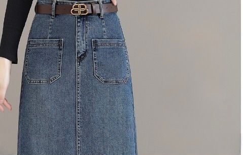 タイトスカート 前ポケット付きデニムタイトロングスカート