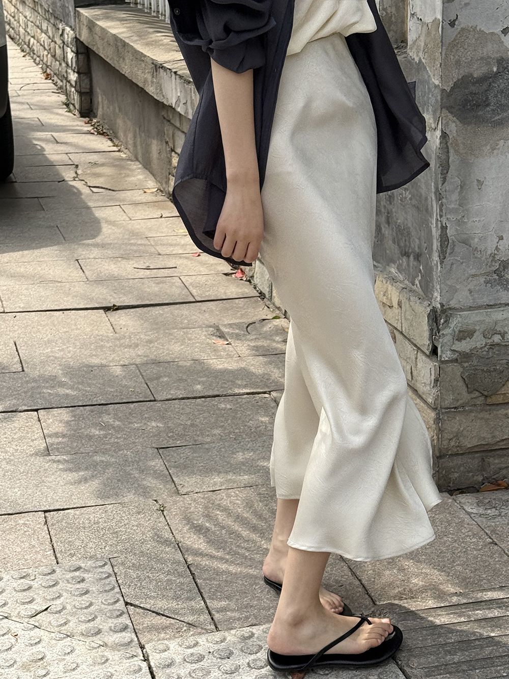 タイトスカート サイドスリット入りサテン調タイトスカートマキシ丈