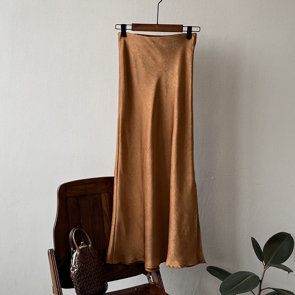 タイトスカート サイドスリット入りサテン調タイトスカートマキシ丈